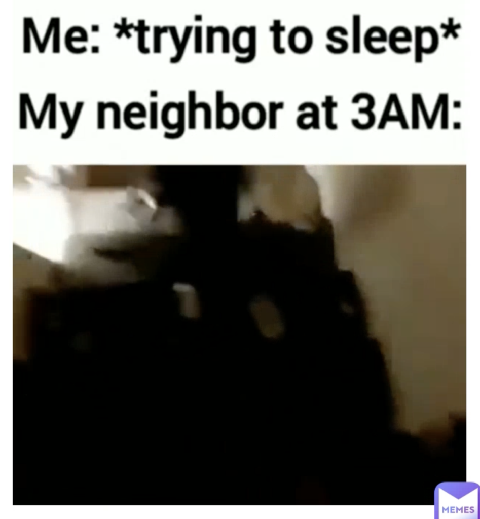 my neighbour at 3am 
memes about sleep